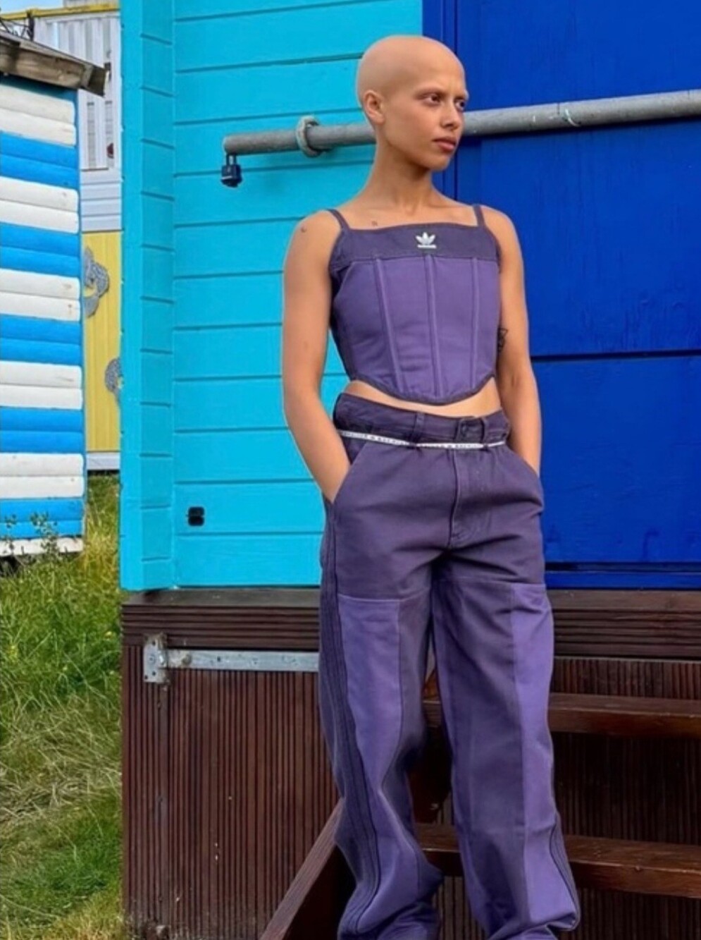 adidas Purple Corset-Style Crop Top